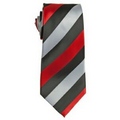 Stock Red/ Black/ White Striped Polyester Tie